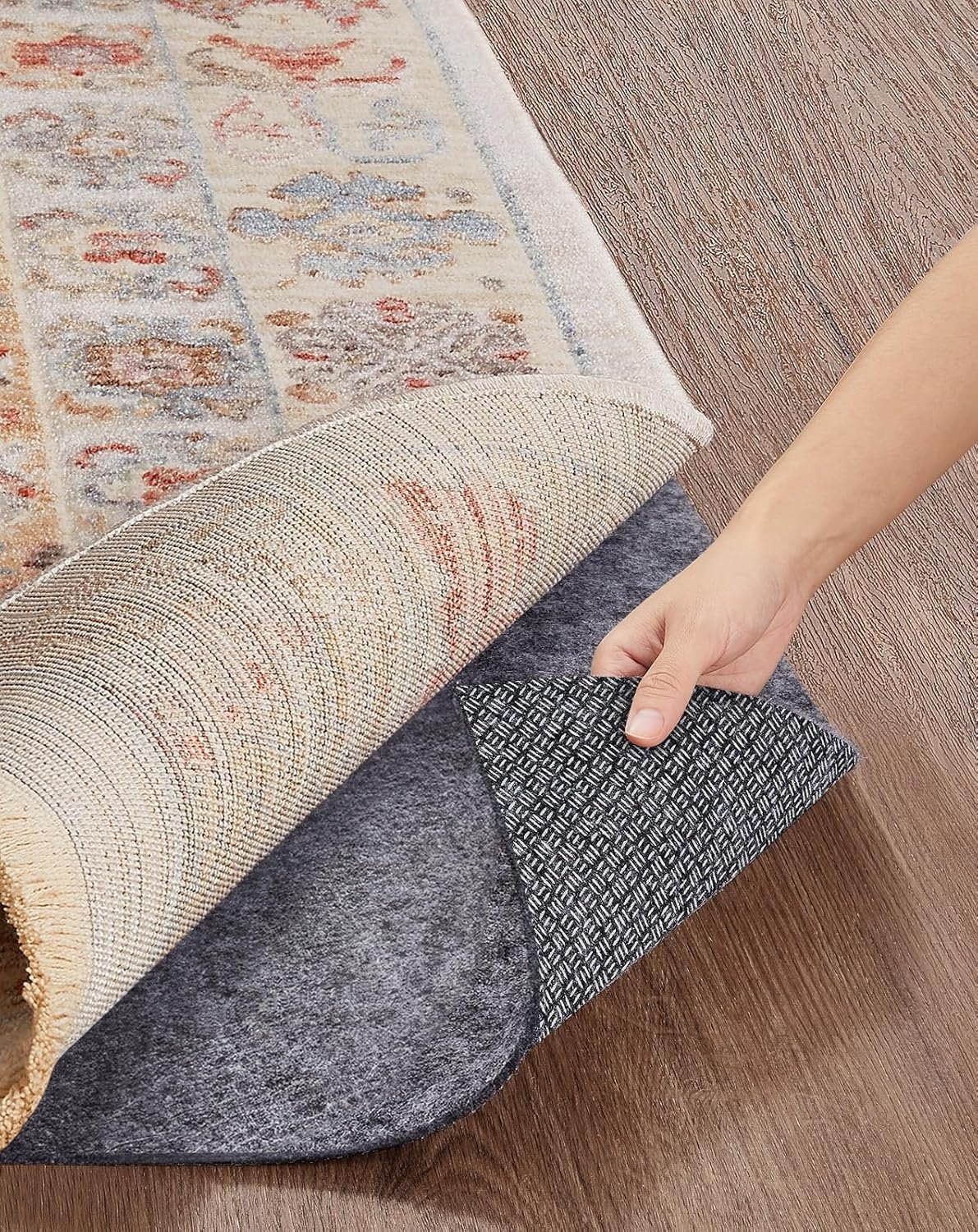 Veken Non Slip Cushioned Rug Pad Gripper, Felt and Silicone Backing, 2 x 4 Ft, 1/8 inch Thick Carpet Liner Protector Mat for Area Rugs and Hardwood Floors, Keep Rugs Safe and in Place