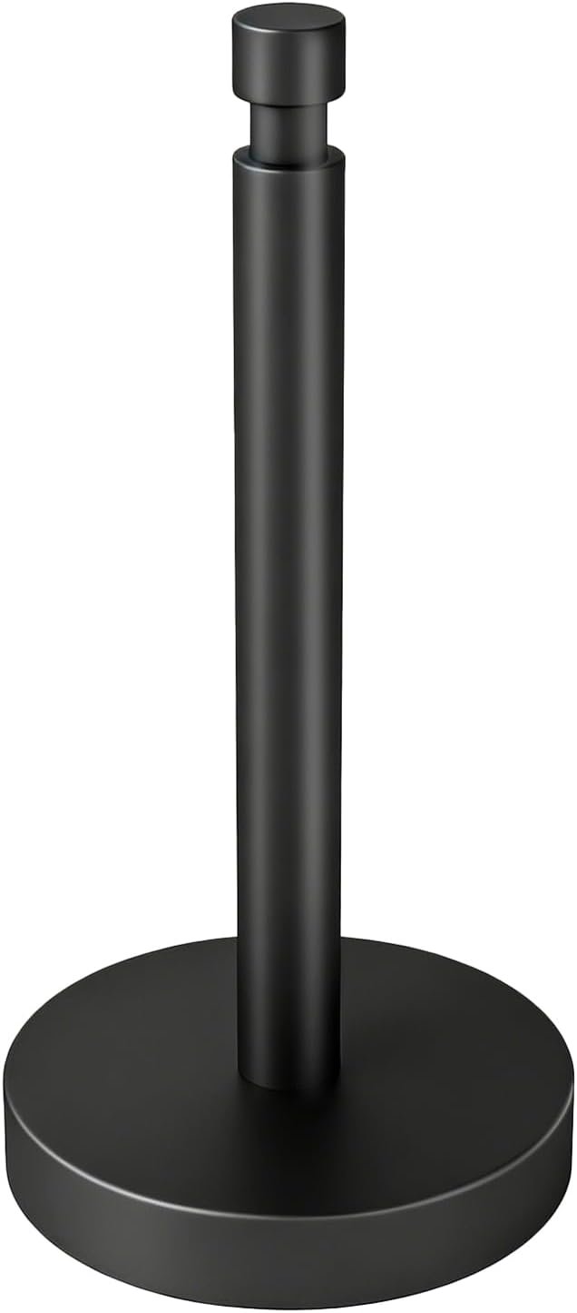 YUMORE 3.9lbs Heavy Duty Paper Towel Holder, Weighted Base, Modern Standing Countertop Stainles Steel Dispenser for Kitchen (Matte Black) | Stainles Steel,Modern Standing Countertop Dispenser for Kitchen,Easy One-Handed Tear