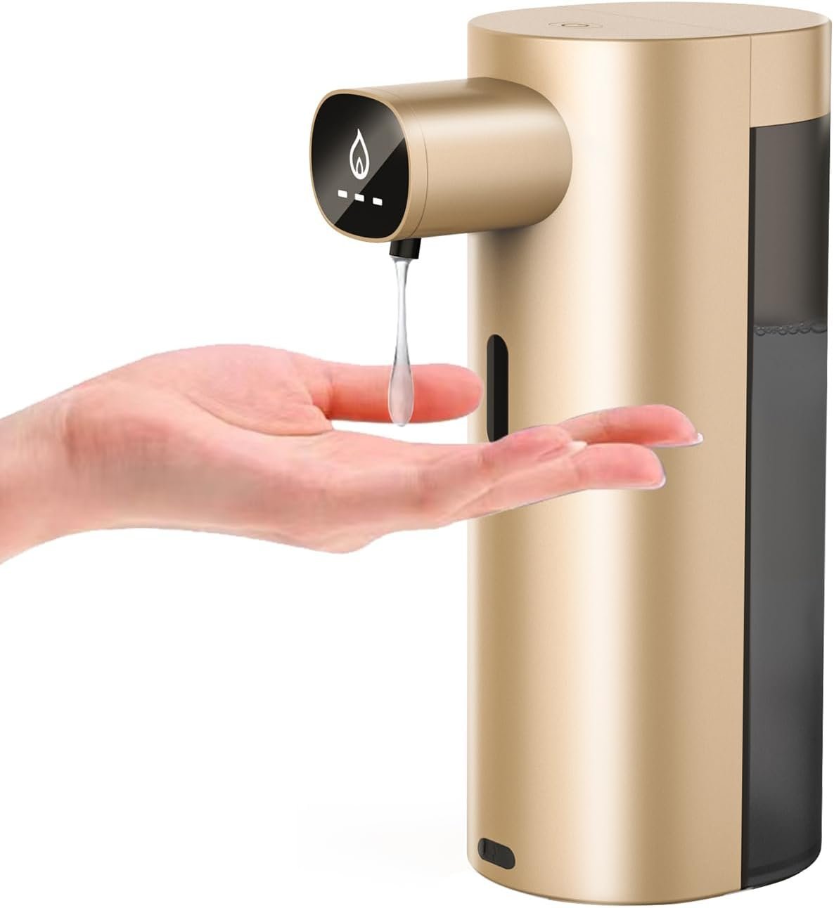 Automatic Liquid Soap Dispenser Touchless, USB Rechargeable Smart Hand Soap Dispenser, 13.5oz/400ml, 3-Level Adjustable, Compatible with Thick Thin Dish Soap for Bathroom Kitchen, Clog-Free (Gold)