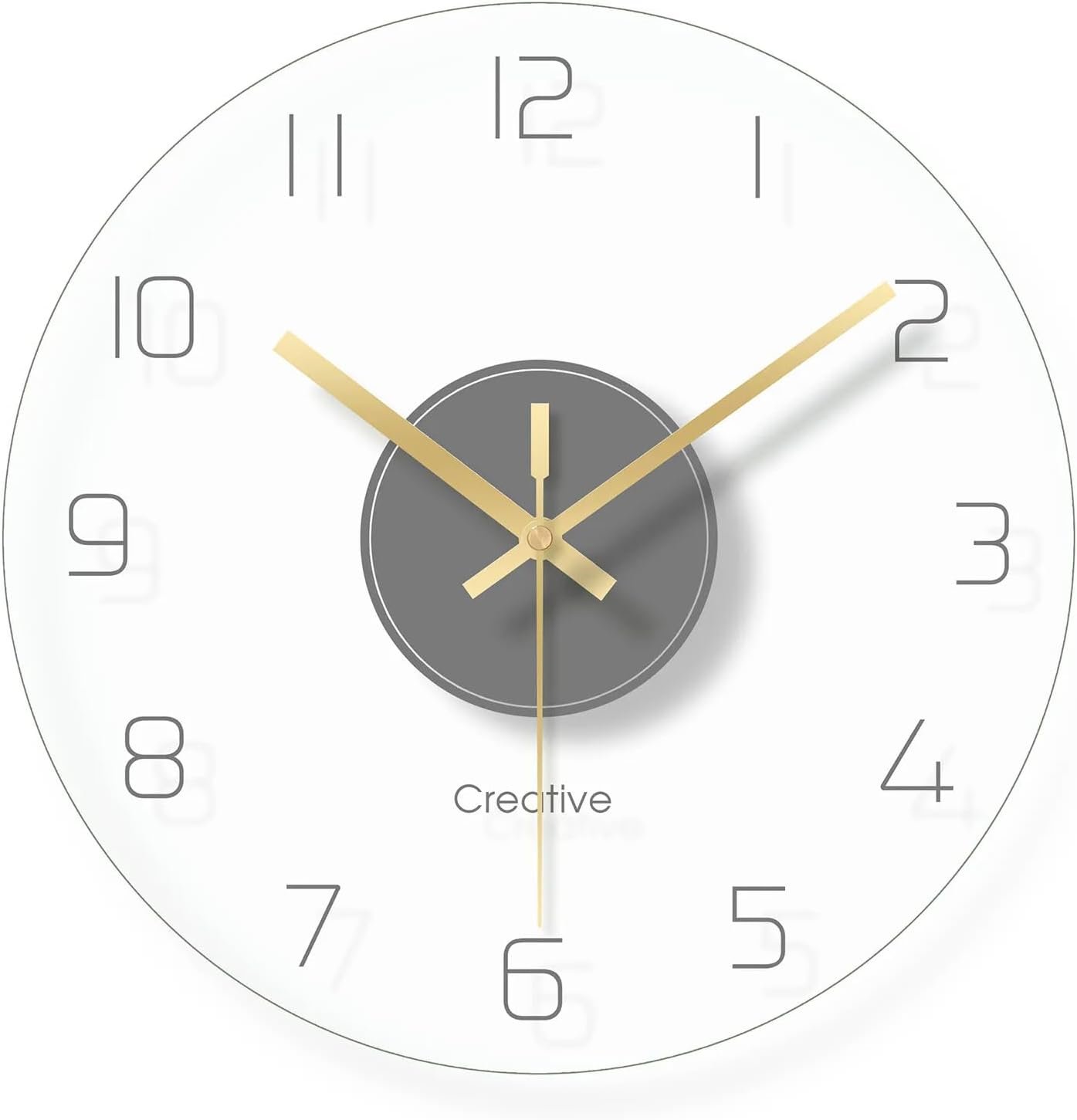 Creative Modern Round Wall Clock, Round Tempered Glass Clear Wall Clock, Ultra Thin Design Silent Clock 30CM
