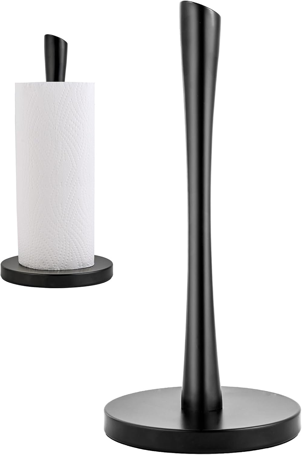 JOGREFUL Stainless Steel Paper Towel Holder, Kitchen Countertop Stand Black | Streamline Body Stand, Bathroom Organization for Family Standard Large Size Roll Paper