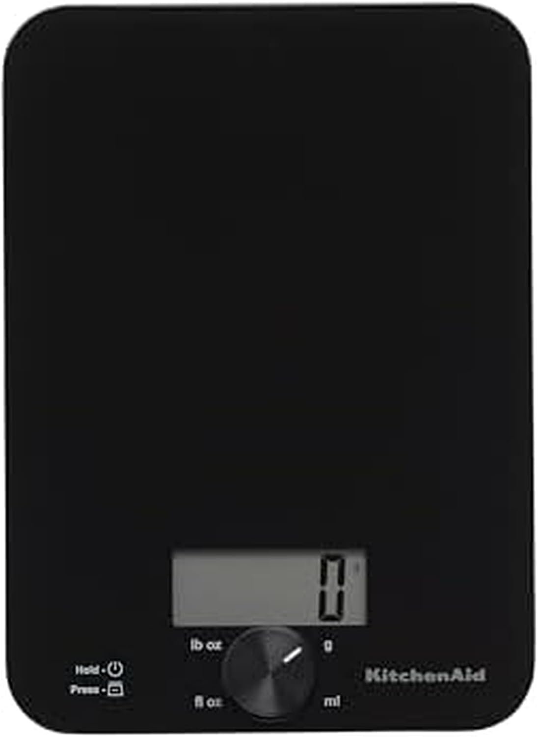 KitchenAid KQ914BA Digital Glass Top Kitchen and Food Scale, 11 lb Capacity, Measures Liquid & Dry Ingredients, Rotating Knob, Precise Results for Baking, Cooking, Keto and Meal Prep, Tare, Black