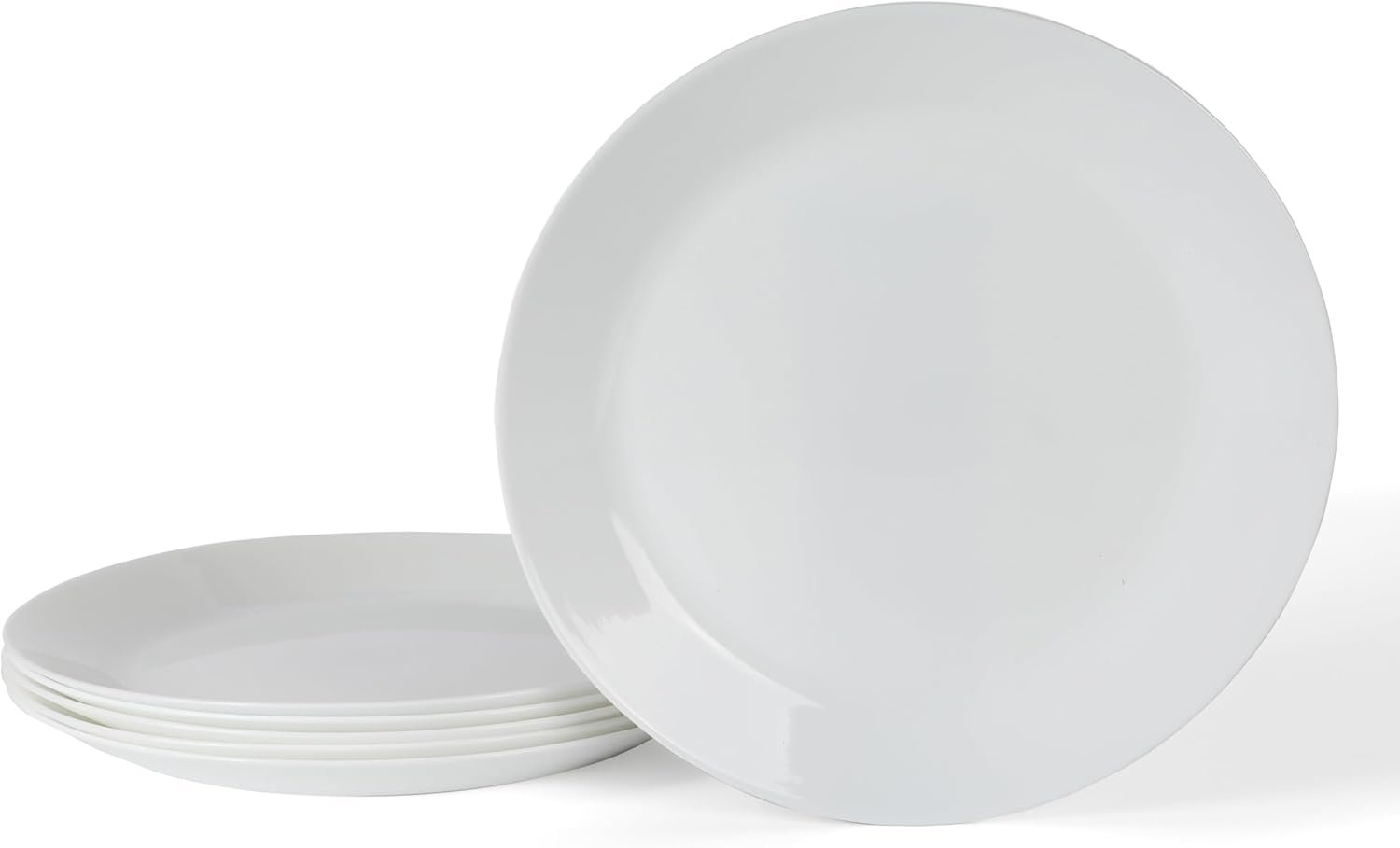 Martha Stewart Opalton Dinner Plates 6-Piece 10-Inch Plate Set – Chip and Break Resistant Opal Glass Plates – White
