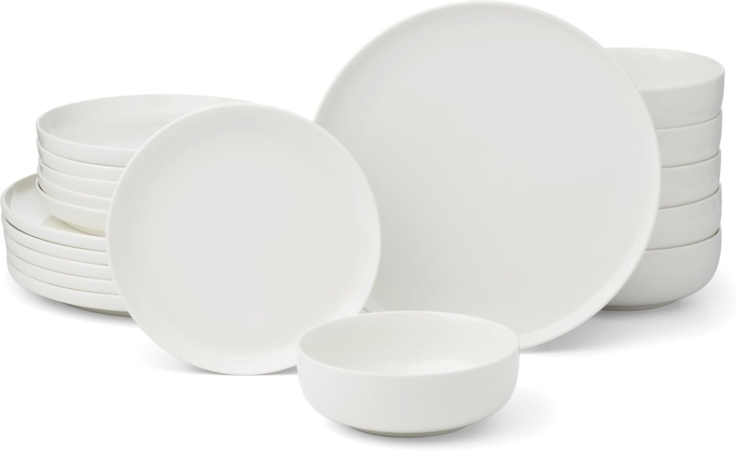 Oneida Dinnerware Set, 24 Seven White 18-Piece Dinnerware Set, Service For 6, Porcelain Material, Dishwasher And Microwave Safe, Bowls, Plates And Bowls, Dinner Dishes, Plates, Home (White, 18 Piece)