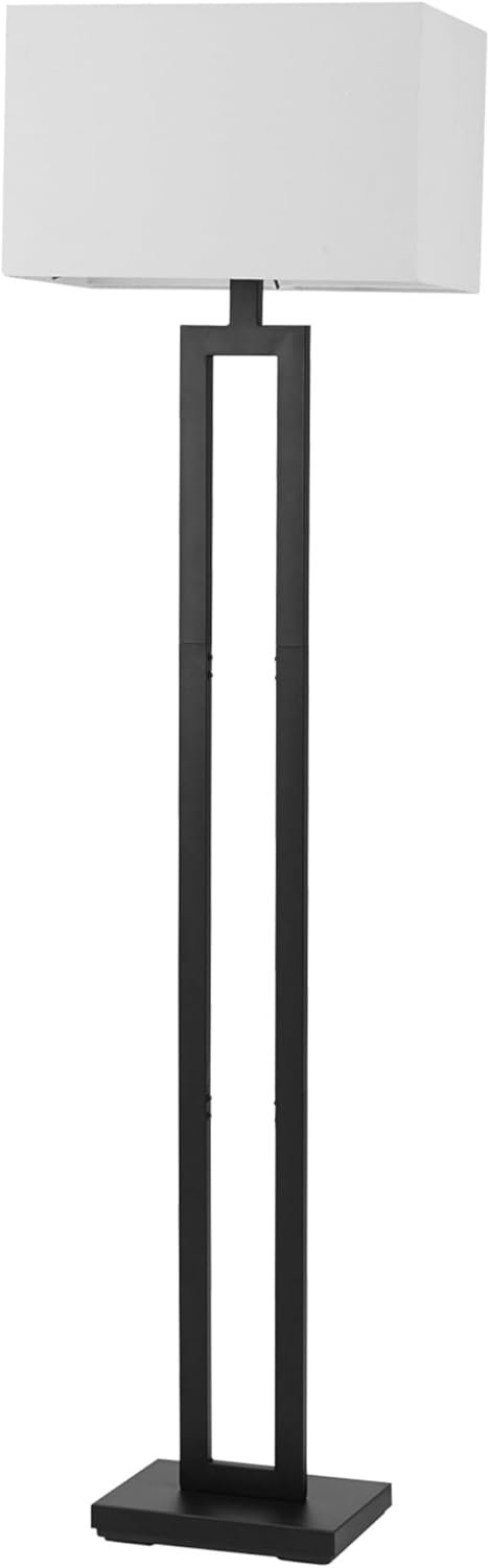 Globe Electric 58″ Matte Black Floor Lamp with White Linen Shade