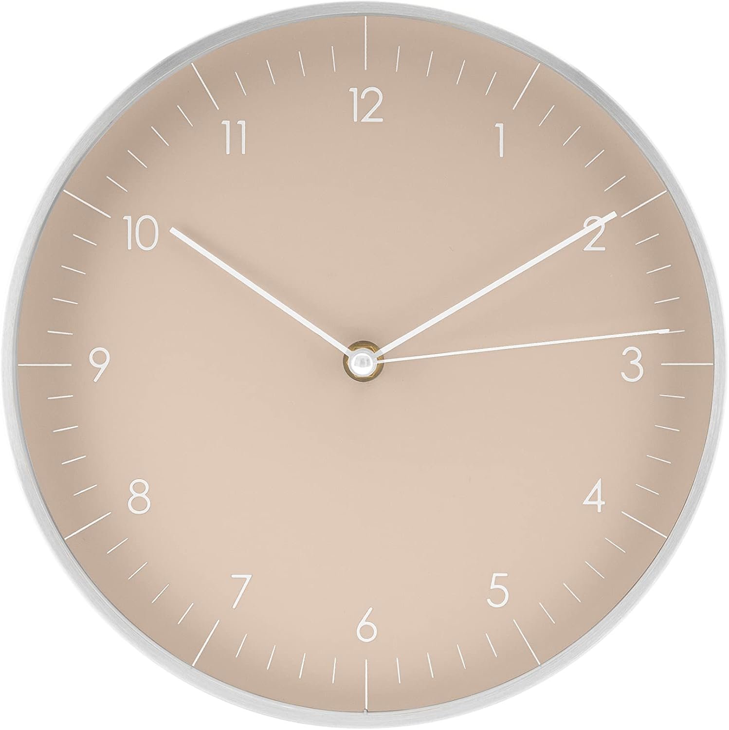 LUUK LIFESTYLE Modern Quartz wall Clock with Silent Movement, Second Hand and Arabic Numerals, Deco for Kitchen, Bedroom, Office, Cream I Beige