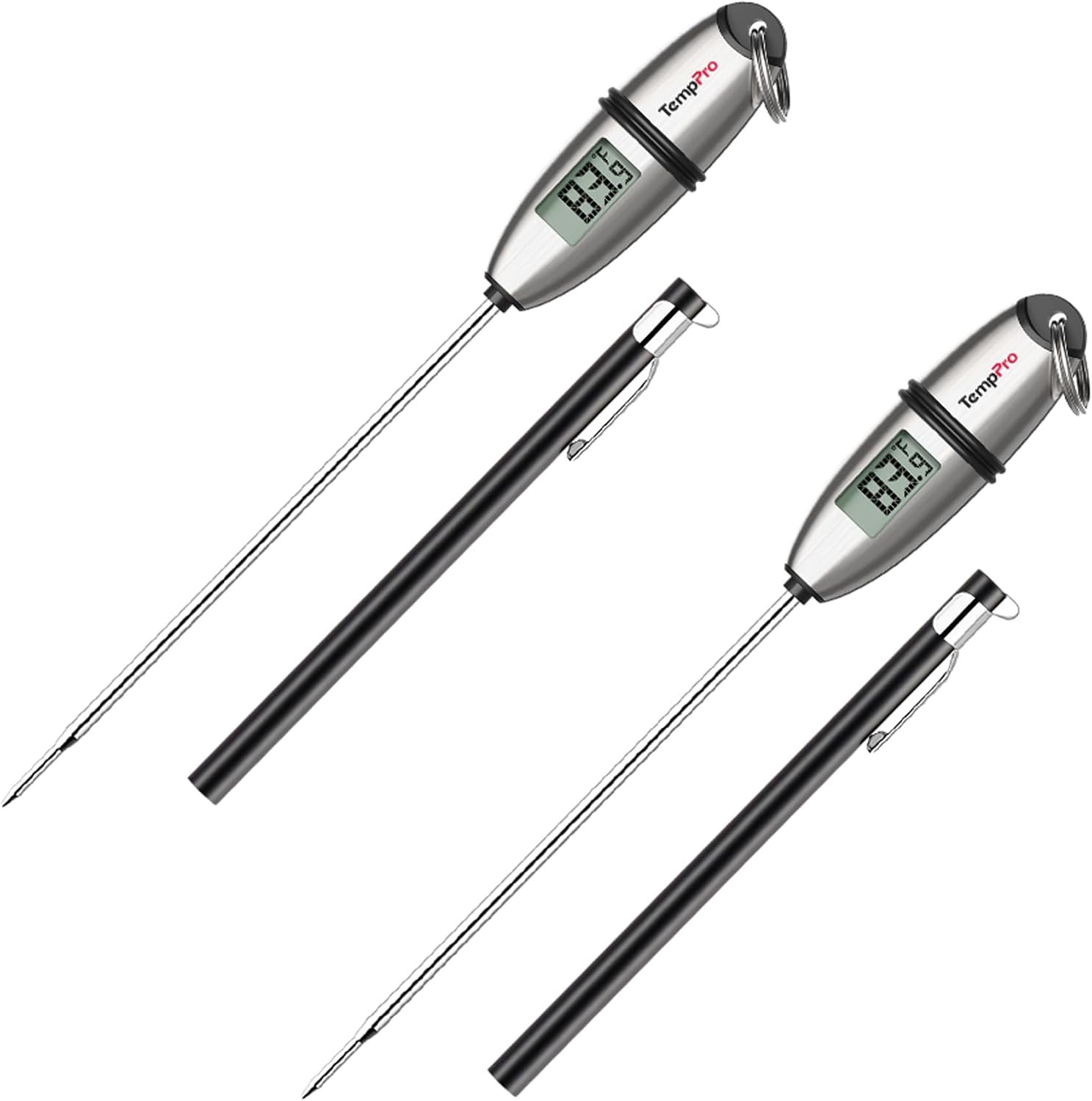 TempPro TP02S (2 Pack) Digital Food Thermometer for Cooking Bread Baking Sourdough Liquids, Meat Thermometer Digital with Super Long Probe for Kitchen BBQ Candy Making Accessory (Previously ThermoPro)