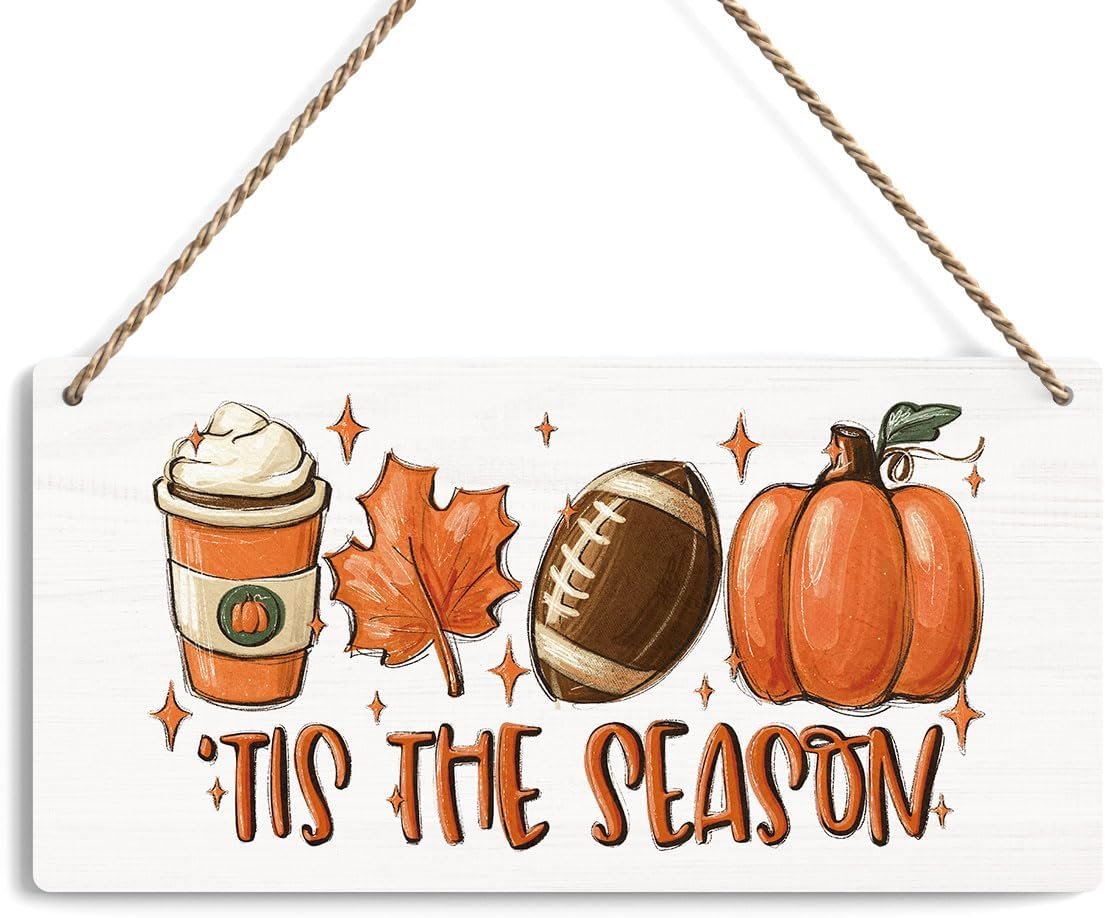 Fall Decorations for Home Office Front Door Decor Signs, Fall Sign, Fall Decor, Tis the Season Sign, Autumn Wall Hanging Decor 12 X 6 Inch