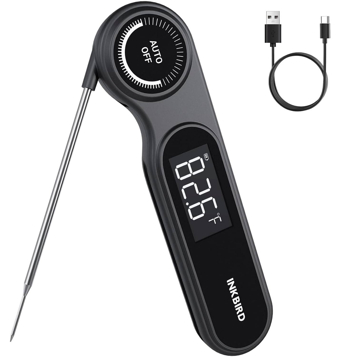 INKBIRD 0.5 Seconds Rechargeable Instant Read Meat Thermometer for Cooking | Waterproof Digital Grill Thermometer -58℉~572℉, Food Thermometer with VA LCD Backlit Magnet, Kitchen Candy Brewing
