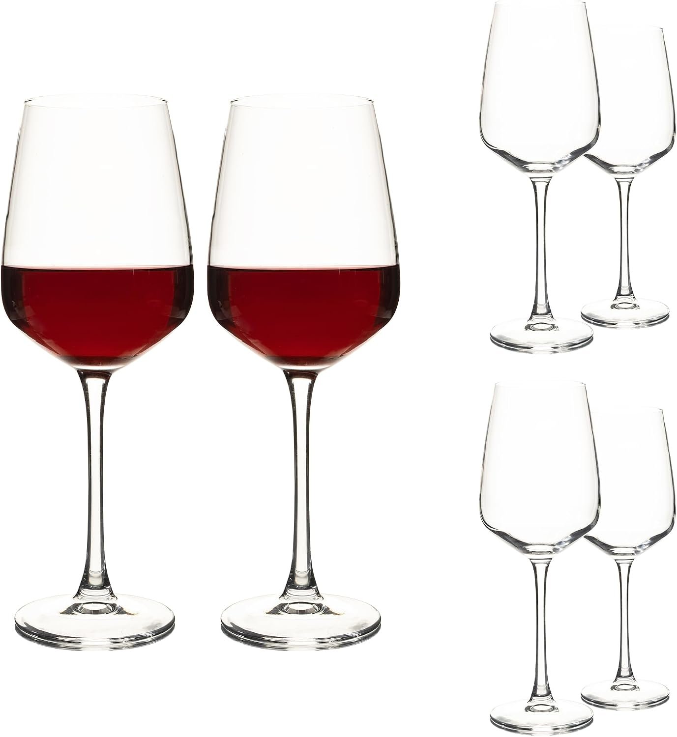 UMEIED 15oz Large Elegant Red Wine Glasses Set of 6 | Stemmed Glasses for Red and White Wine, Large Heavy Base Glassware for Home, Parties, Gifts, Dishwasher Safe