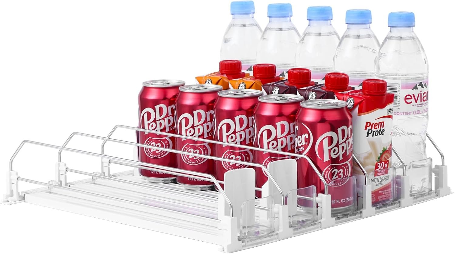 SZNLZQ Drink Organizer for Fridge,Holds 25 Cans | Self-pushing drink dispenser fits refrigerator shelves|Space-saving storage|Perfect for fridge organizers and storage