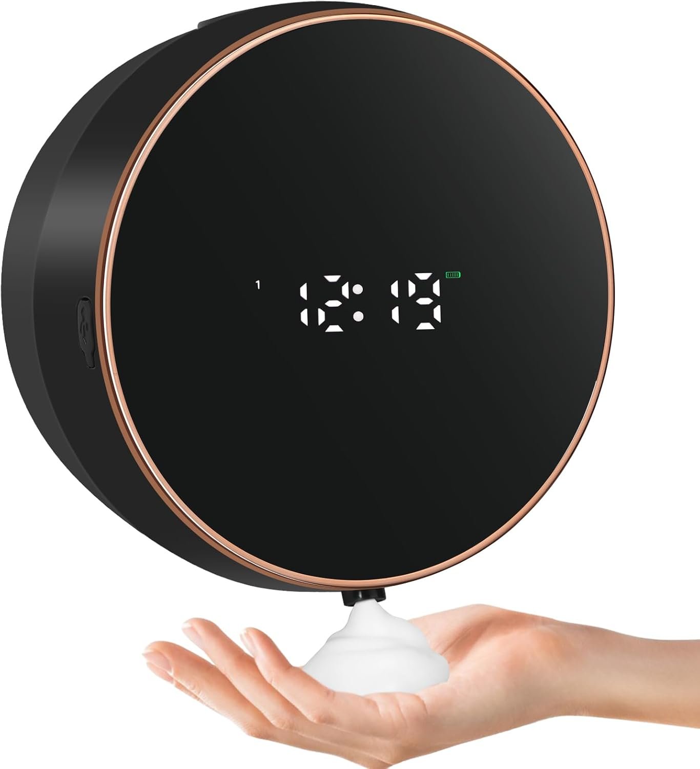 Monstake Automatic Soap Dispenser, Touchless Rechargeable Wall Mount | Smart Display, 3 Gears Adjustable Foam Hand Dish Soap Dispenser for Kitchen Sink Bathroom Black