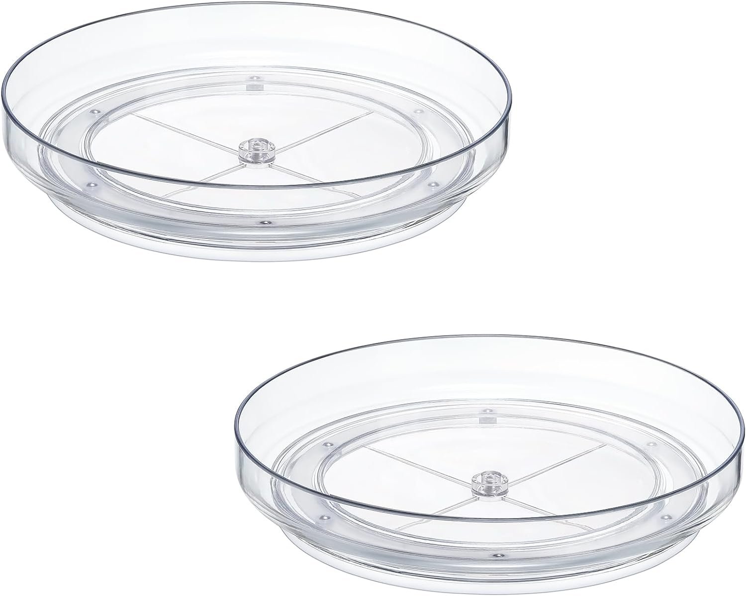 2 Pack 10inch Elegant Clear Turntable Acrylic Lazy Susan, Non-Skid Rotating | Smoothly Kitchen Spice Rack, Cabinet Pantry Organization Storage, Refrigerator, Vanity Makeup, Bathroom Countertop Organizer