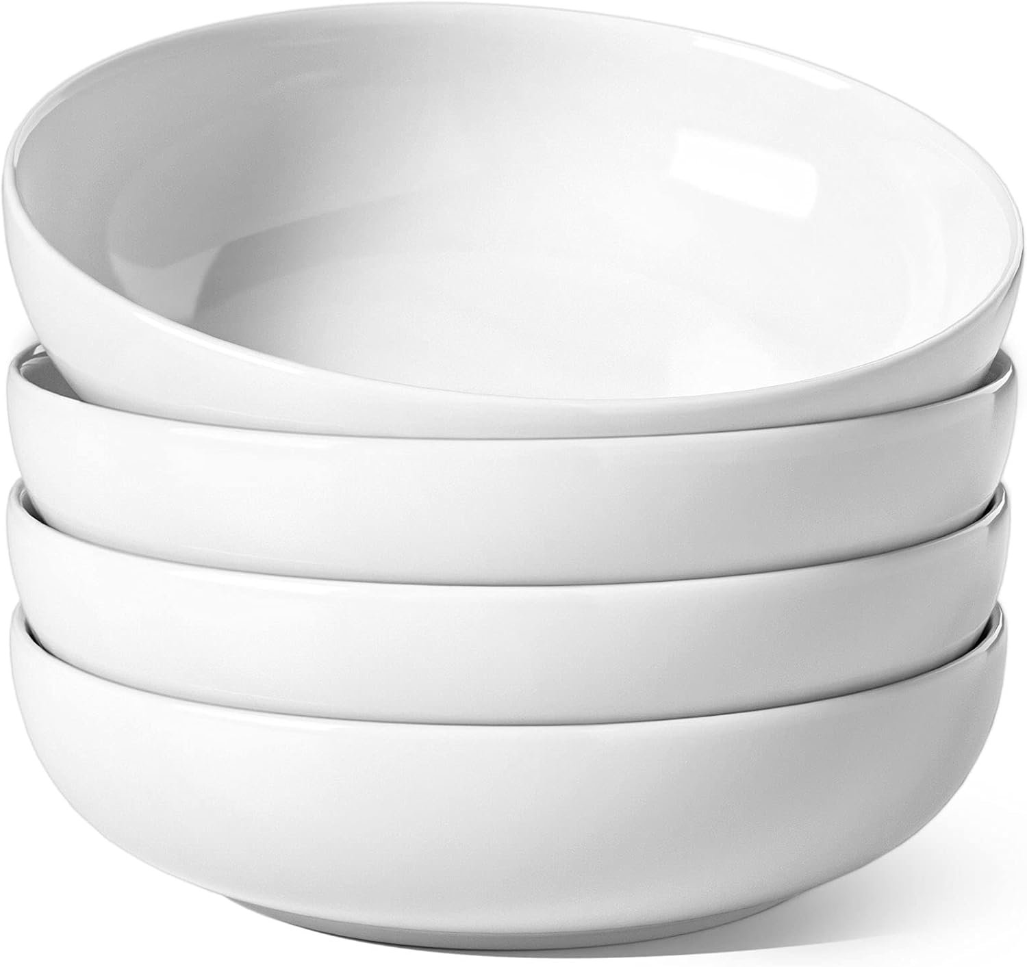 LE TAUCI Pasta Bowls 45 oz, Salad Bowls Set for Serving Soup, Pasta, Noodle, Dinner, Large Kitchen Bowl Plates, Microwave Safe – 8.5 Inch, Set of 4, White