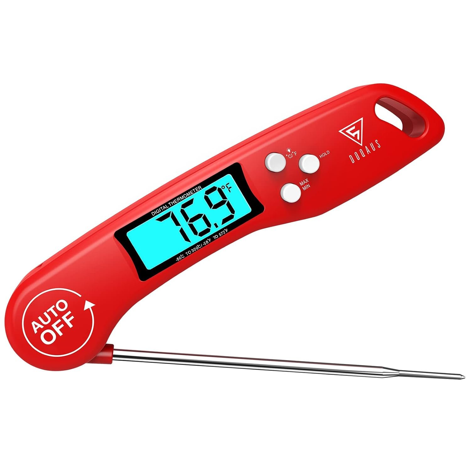 DOQAUS Digital Meat Thermometer, Instant Read Food Thermometer for Cooking | Backlit & Auto-Rotating Display, 4.6” Probe Perfect for Grilling, Baking, and BBQ Gift for Dad Men