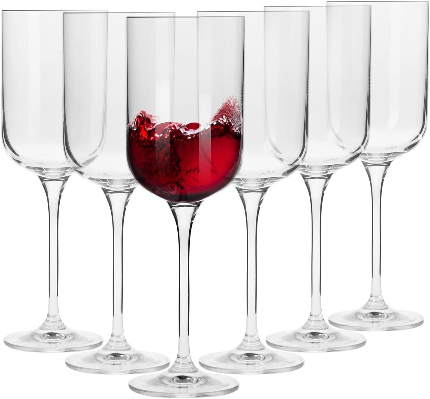 Krosno Red Wine Glasses | Set of 6 | 11.8 oz | Glamour Collection | Perfect for Home, Restaurants and Parties | Dishwasher Safe | Lead-Free Crystal Glass