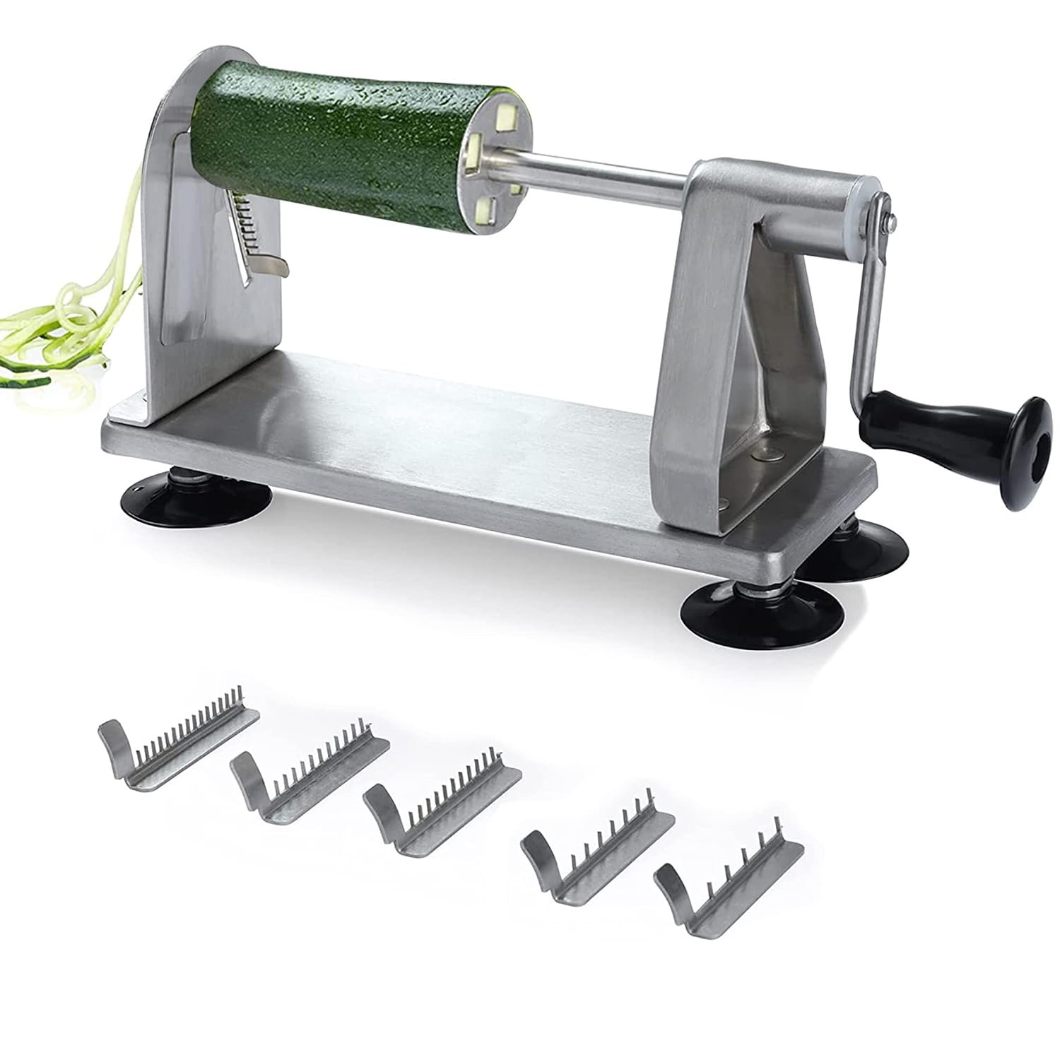 Homarden Stainless Steel Vegetable Spiralizer – 5 Blade Zucchini Noodle Maker – Industrial Quality Vegetable Slicer for Veggies, Salad Chopper, Potato Cutter, Zoodle Maker, 9 x 3.5 x 4.8 Inches
