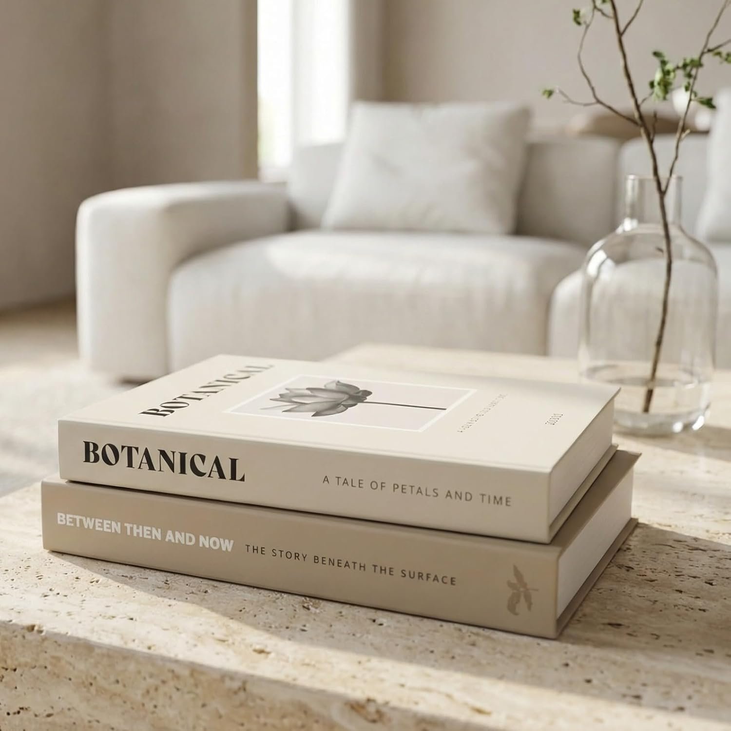 ZICOTO Beautiful Decorative Books – Set of 2 Boxes Enhance Your Coffee Table, Bookshelf or Mantel Decor – Aesthetic Fake/Faux Books for Modern Home Decoration, Photo Storage and as a Keepsake Box