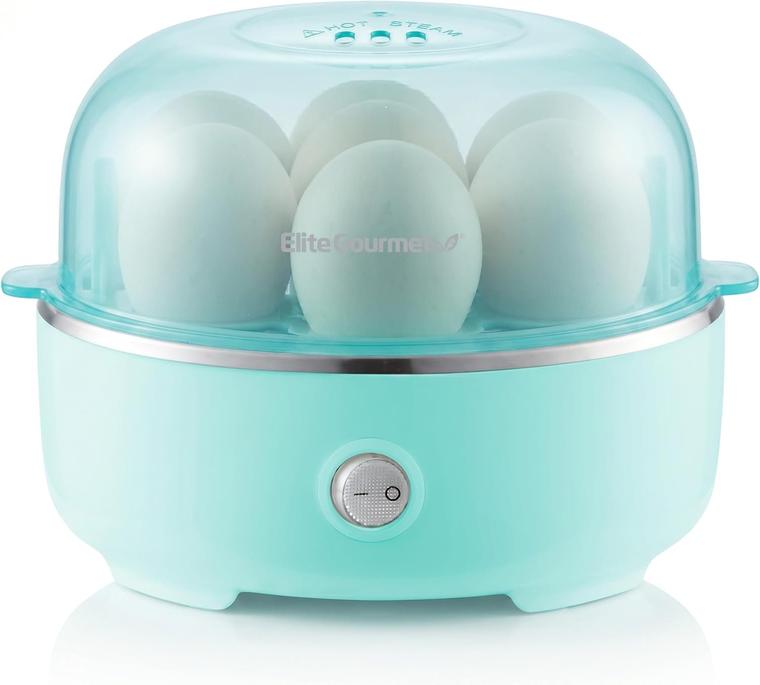 Elite Gourmet EGC115M Easy Egg Cooker, 7-Egg, BPA-Free, Retro Mint | Cooks soft, medium, or hard-boiled eggs with auto shut-off – electric operation – includes measuring cup