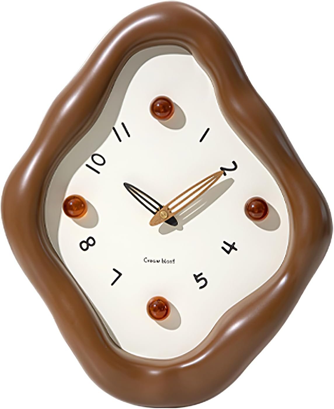 JUSTUP Wall Clock, 12 Inch Modern Wall Clock, Creative Rhombus Battery Powered Clock, Silent Clock Non Ticking for Office, Living Room, Home, Elegant Clocks for Bedroom Decorative (Brown)