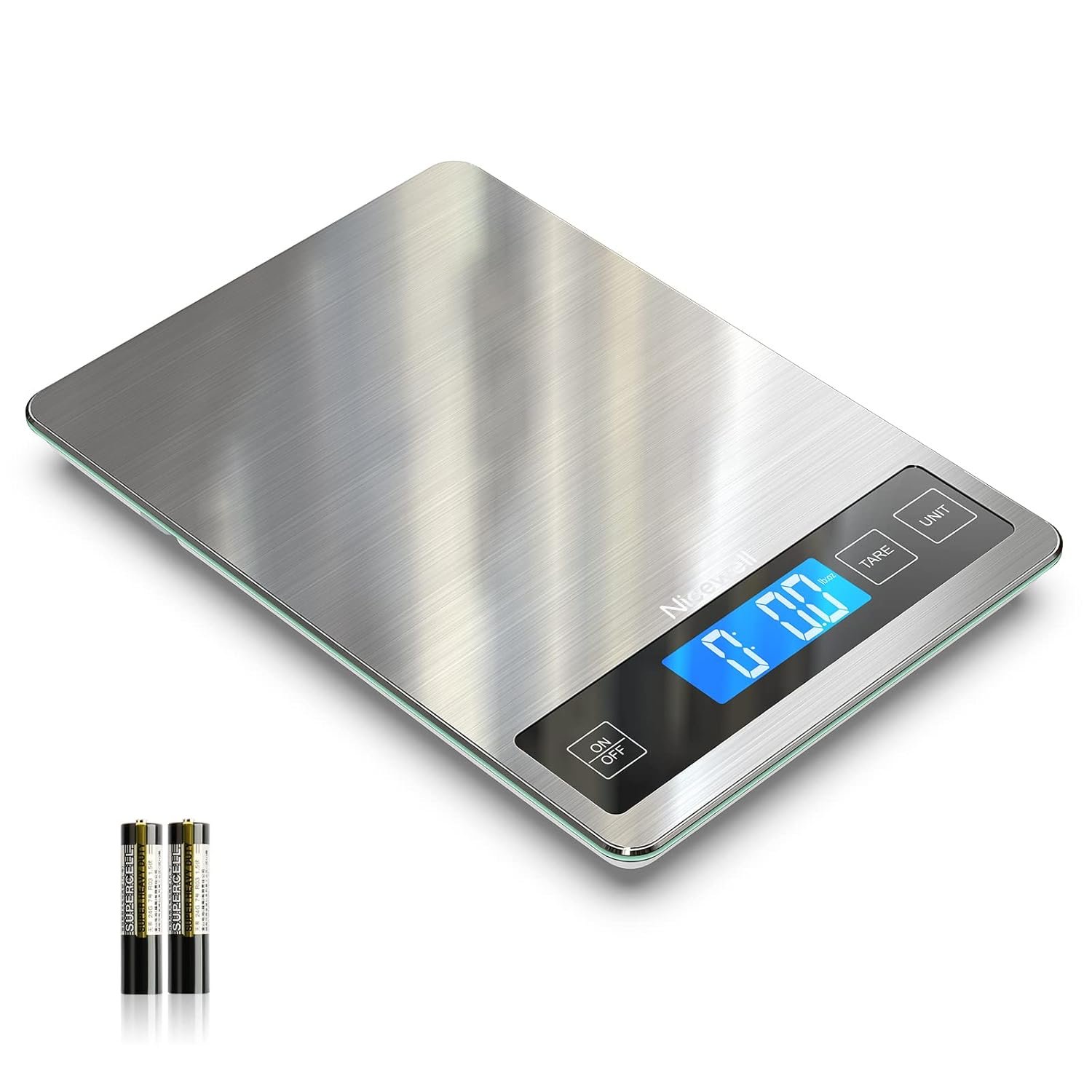 Nicewell Food Scale 22lb Digital Kitchen Scale for Cooking Baking | 1g/0.1oz Precise Graduation, Backlit LCD, Tare Function, Weight Grams and oz, Easy Clean Stainless Steel and Tempered Glass