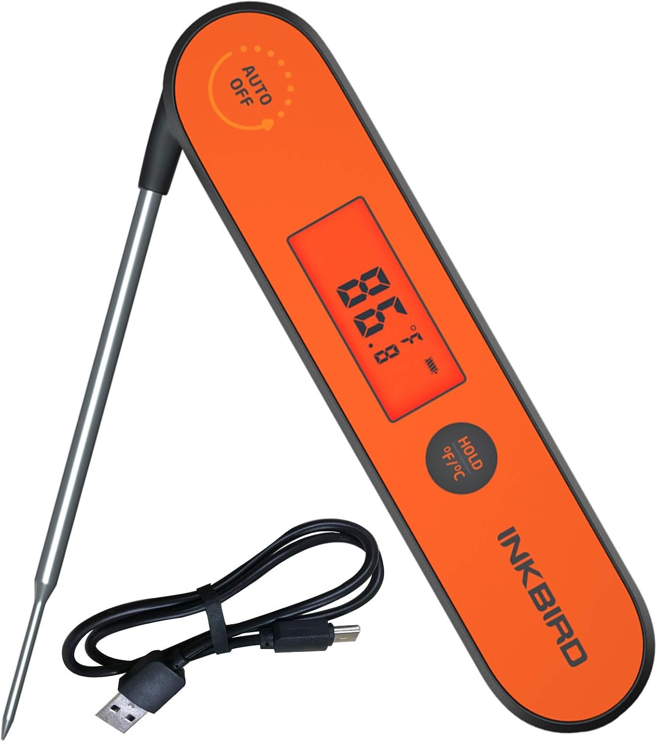 Inkbird Instant Read Thermometer IHT-1P | Digital Waterproof Rechargeable Food Thermometer with Calibration, Magnet, Backlit for Cooking Grill Smoker Kitchen Turkey
