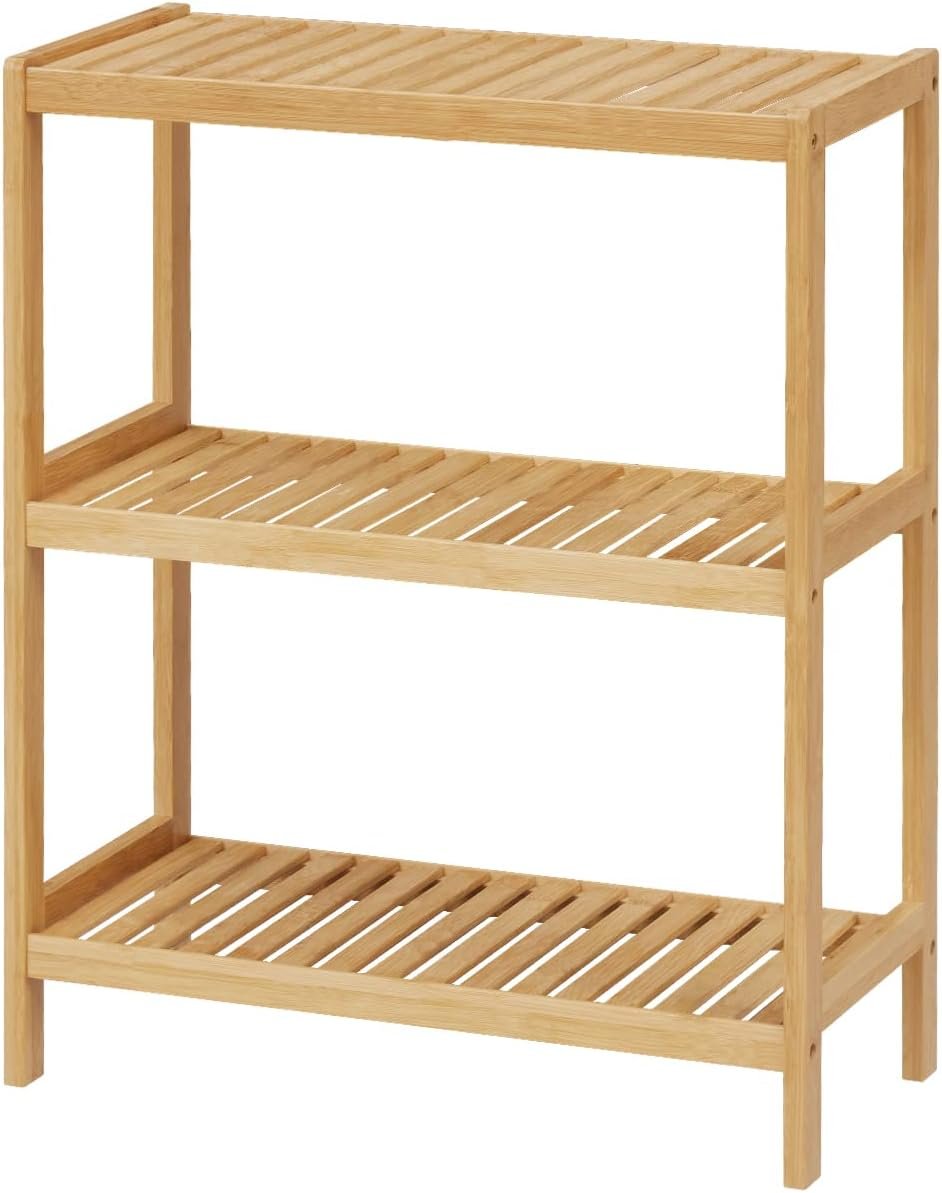 Bamboo Bathroom Shelf, Multifunctional Storage Shelf, 3-Tier