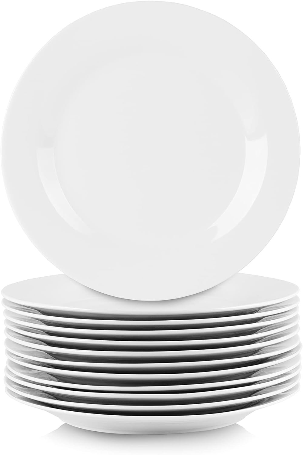 10 Strawberry Street 10.5″ Catering Round Dinner Plate, Set of 12 , White