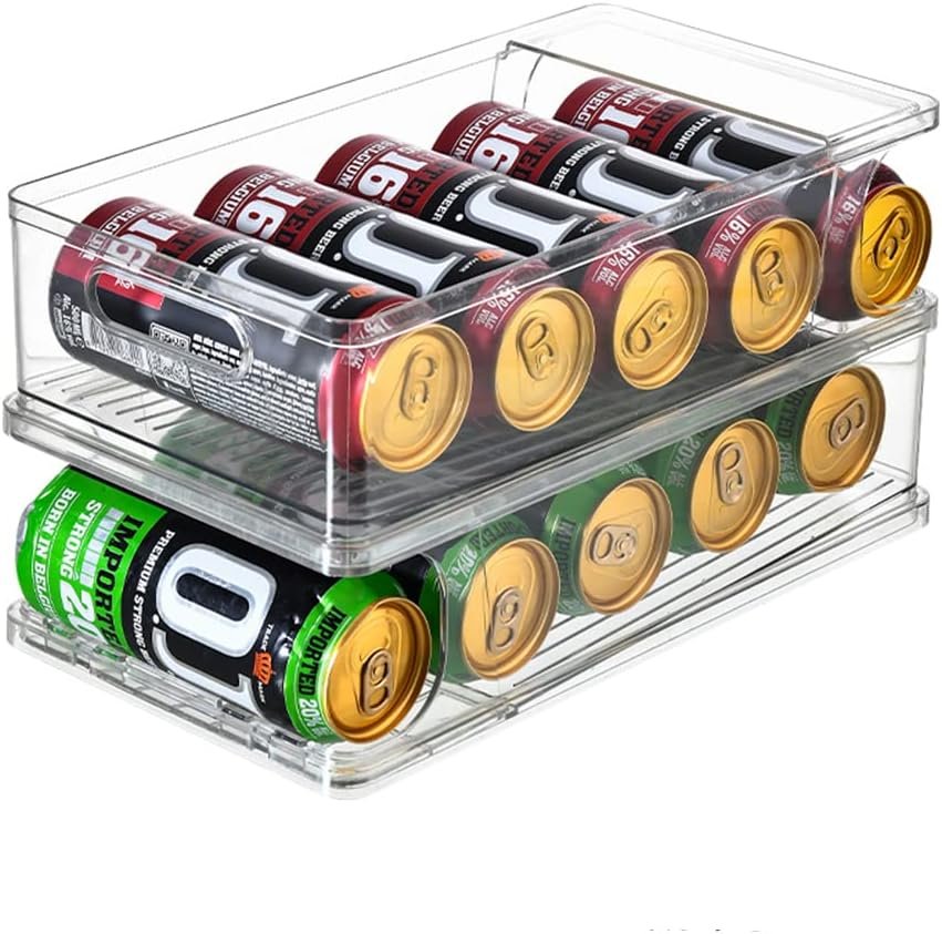 Xicennego 2-Tier Large Stackable Soda Can Organizer for Refrigerator – For Tall Cans of 500ml/17oz – Fridge Can Organizer Dispenser, Beverage Can Holder for Refrigerator, Pantry, Cupboard