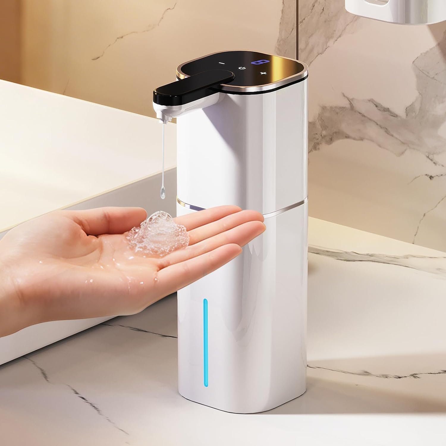 Automatic Liquid Soap Dispenser Touchless, Hands Free for Bathroom Kitchen | 90 Days Standby,520ml Large Capacity,8 Adjustable Levels,Type-C Supports Fast Charging,Hang On The Wall With A Bracket
