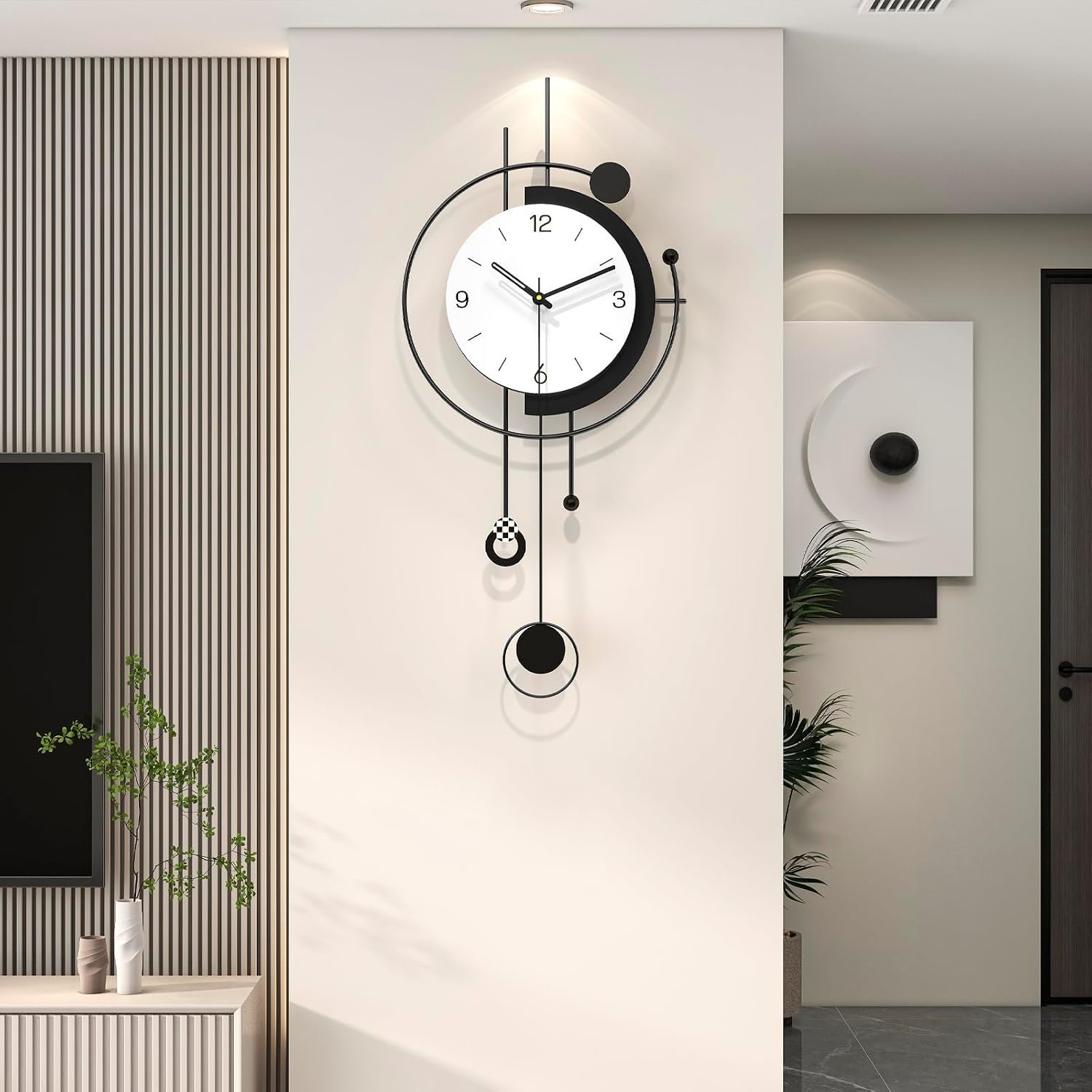 Large Wall Clock for Living Room Decor Modern Silent Black Clock | Analog Battery Operated Non Ticking for Bedroom Office Kitchen Home Decorative Metal Unique Clock Wall Art Decor 13×29 inch