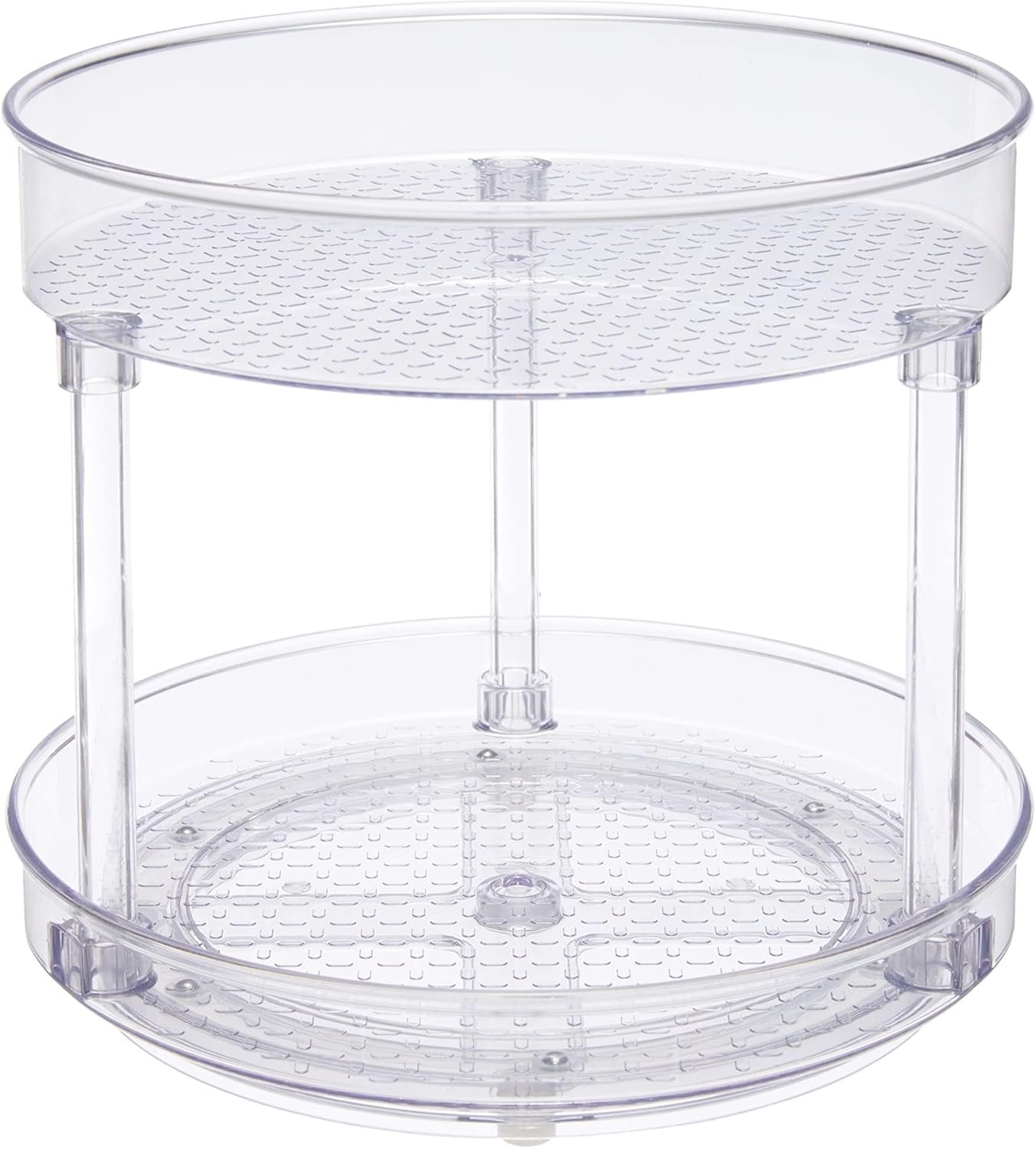 Amazon Basics Lazy Susan Turntable Organizer for Spices and Condiments, 9″ Diameter, 2 Tier, Clear