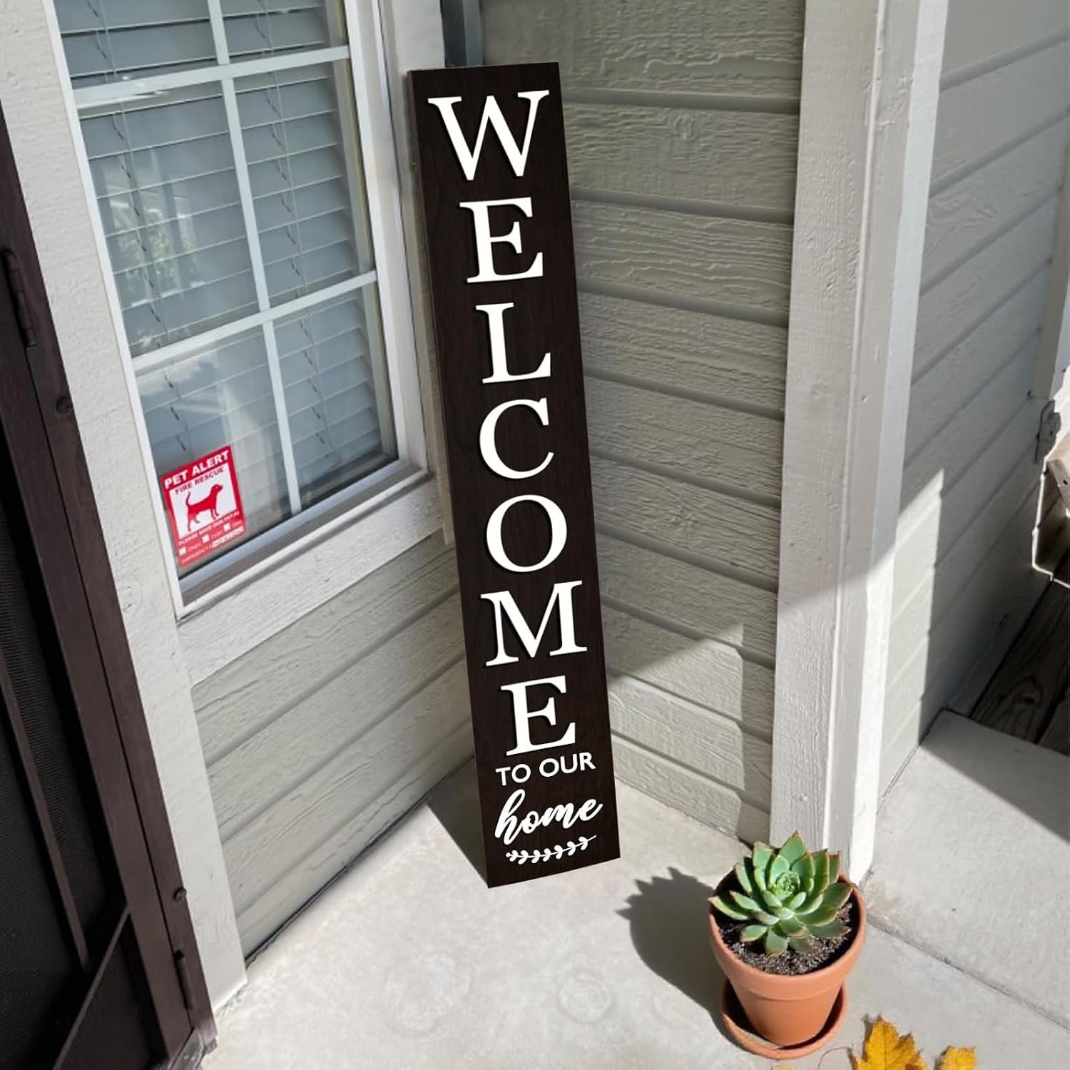 Vertical Wood Welcome Sign for Front Porch Vertical Decorative Sign Front Door Outdoor Indoor Welcome Sign 47.2×7.8 Inch Large Farmhouse Style(black)
