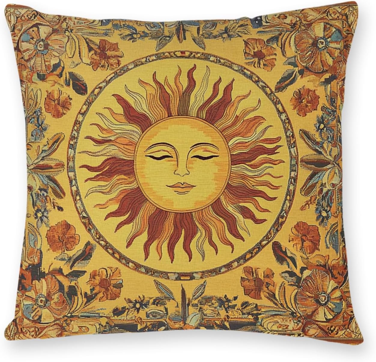 YOU FOUND ME Vintage Boho Sun Design Throw Pillow Cover Home Decor, Mystic Sun Goddess Art Decor Pillowcase Cushion Cover for Bed Sofa Living Room, Indoor and Outdoor 18x18inch (Moon)