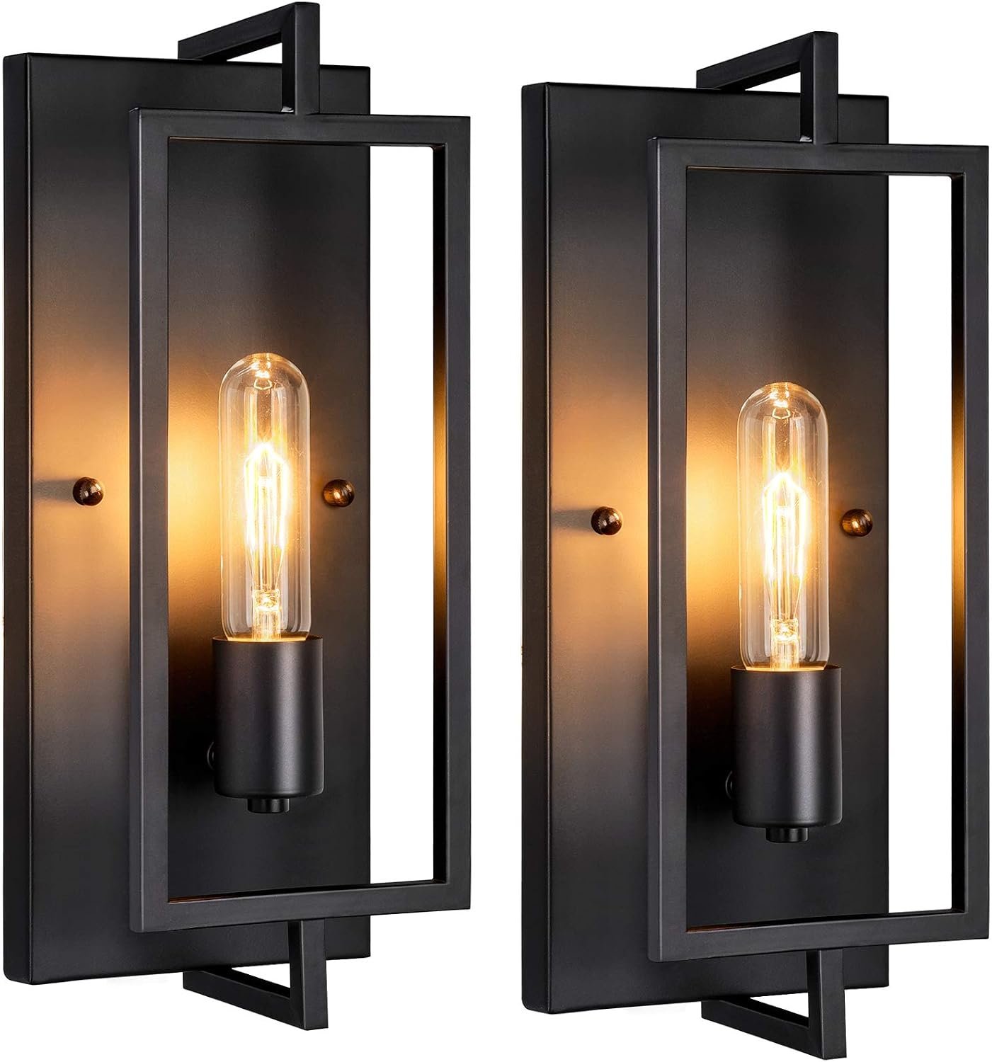 Maylaywood Industrial Wall Sconces Set of 2, Vintage Light Fixture, E26 Base, Matte Black Metal Wall Mount Lamp, Modern Indoor Lighting Hardwired
