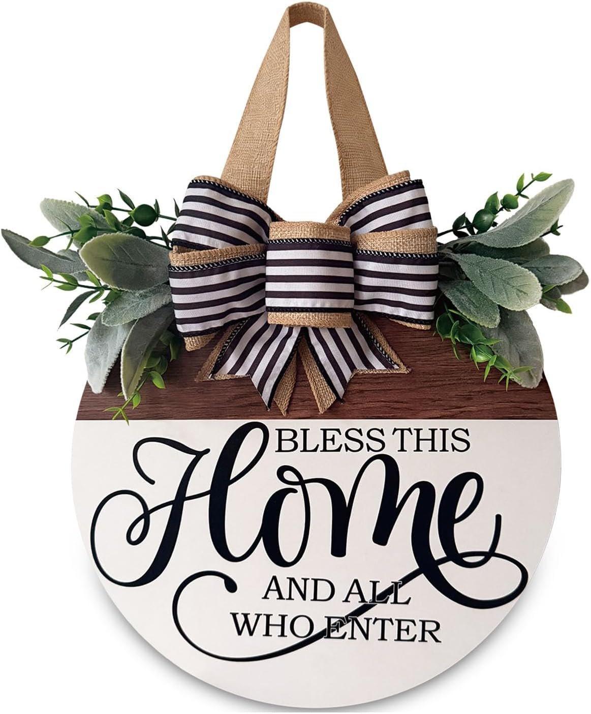 Welcome Sign for Front Door, Floral Round Wood Wreaths Wall Hanging Outdoor Decor, Front Porch Decorations Hanging Gift for Home Outdoor Decor for Spring Summer Fall Holiday
