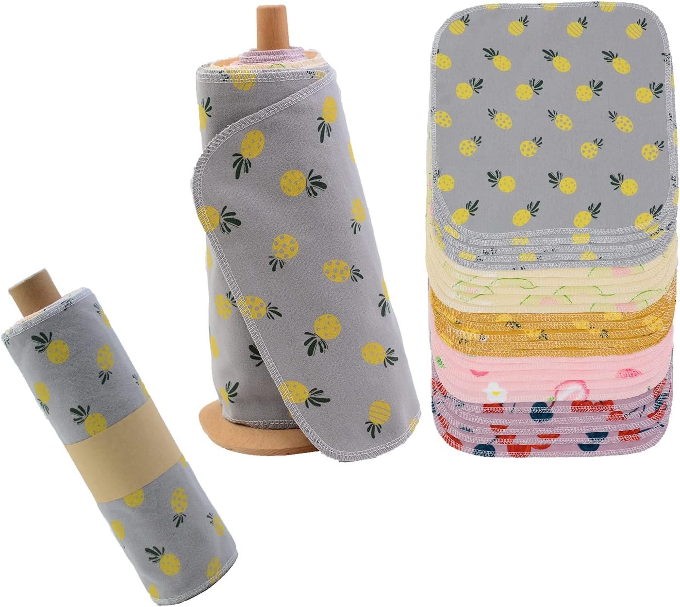 25 Pack Reusable Paper Towels Washable Cotton Cloth Paperless Towels Roll | Reusable Cloth Paper Towels Washable Roll with Durable Cardboard Roll – 10″ X 10″ Zero Waste Reusable Napkins Eco Friendly