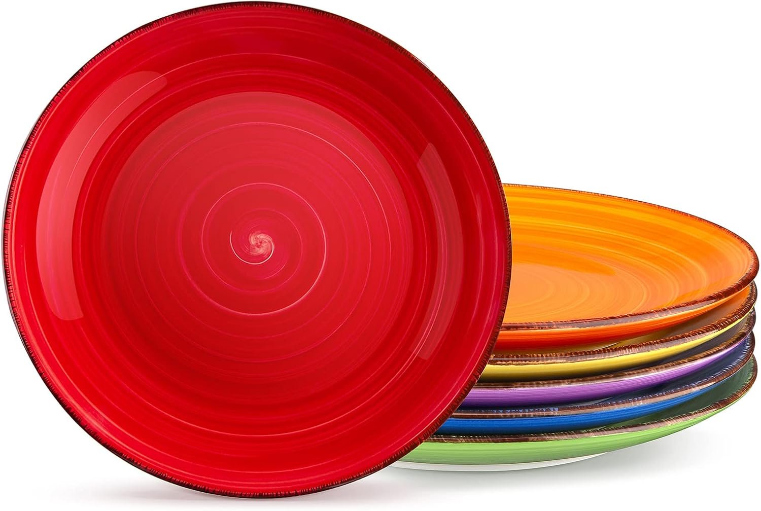 vancasso Bonita Dinner Plates, 10.5 Inch Ceramic Plates, Microwave, Oven and Dishwasher Safe Plates Set of 6 – Assorted Colors