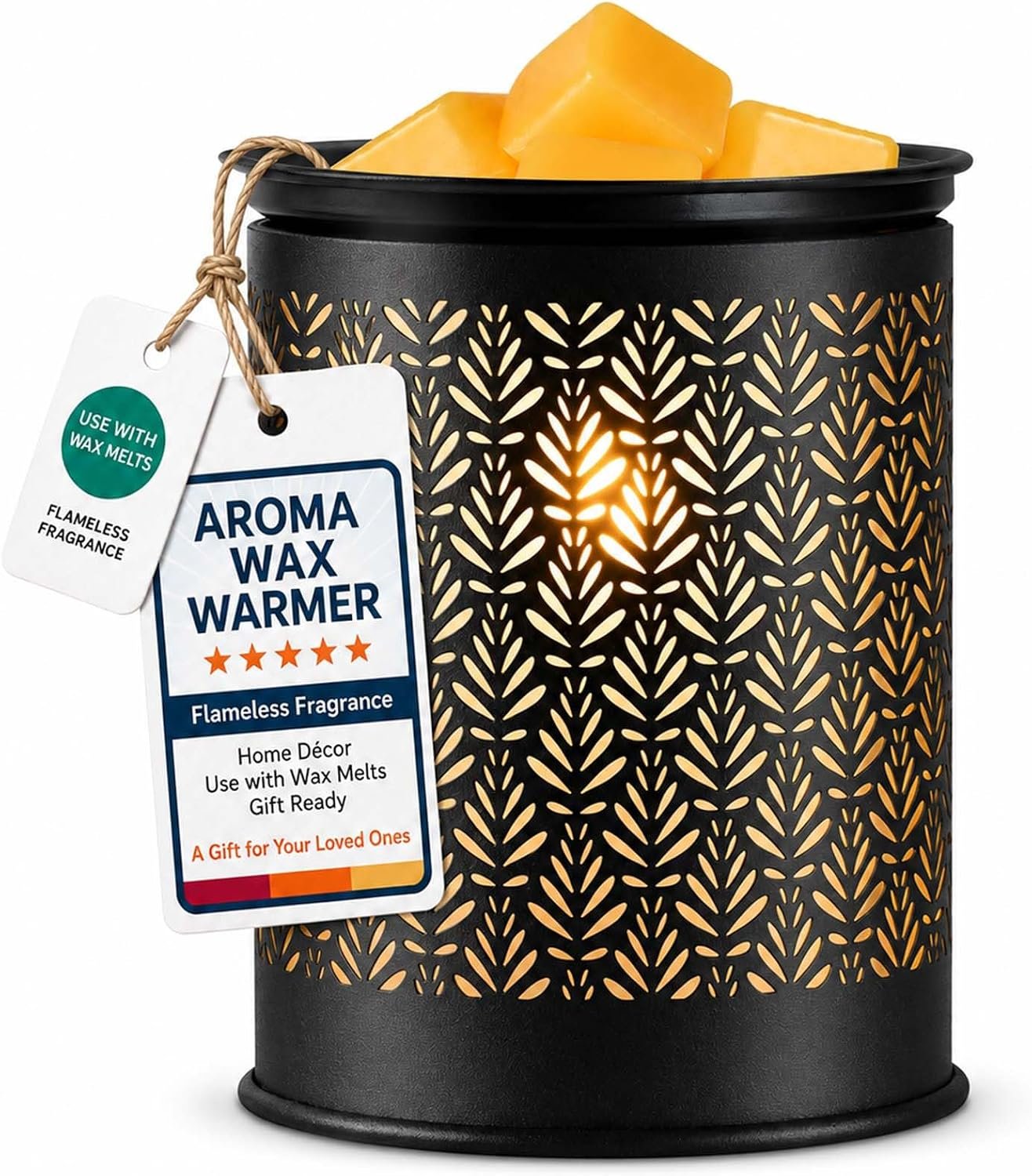 Metal Wax Melt Warmer Electric Candle Fragrance Burner | Oil Burner 2 in 1，Gifts for Women，Mother’s Day，for Home Office Bedroom，Foliage Decorations