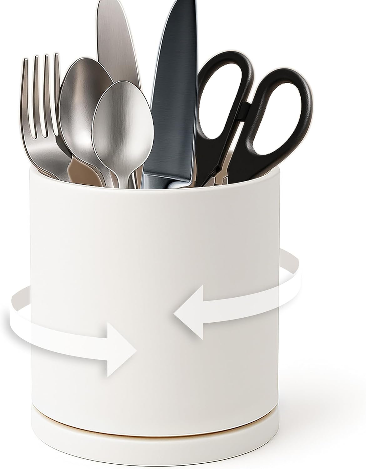 D’vine Dev 360° Rotating Utensil Holder – 5″ Kitchen Utensil Crock for Countertop, Modern Cooking Tool Organizer for Kitchen Storage, Oatmeal, 72-X-D-1