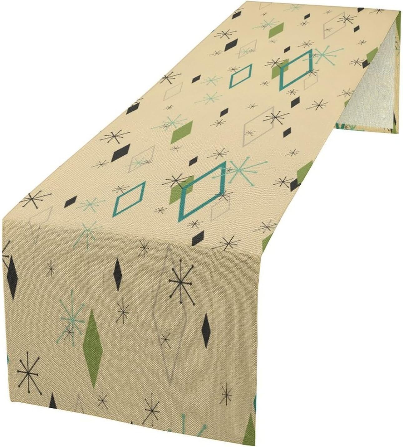 1950s Mid Century Table Runner, Modern Atomic Pattern Absctract Geometric Retro Dinner Runner for Home Kitchen Dining 13x36in