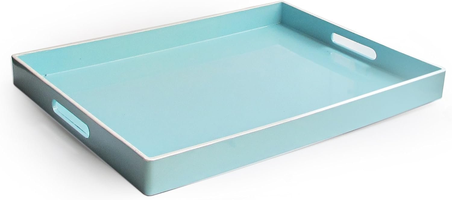 American Atelier Carry 14 x 19 inches Rectangular Tray with Handle, 14 x 19 inch, Teal, (1270065)
