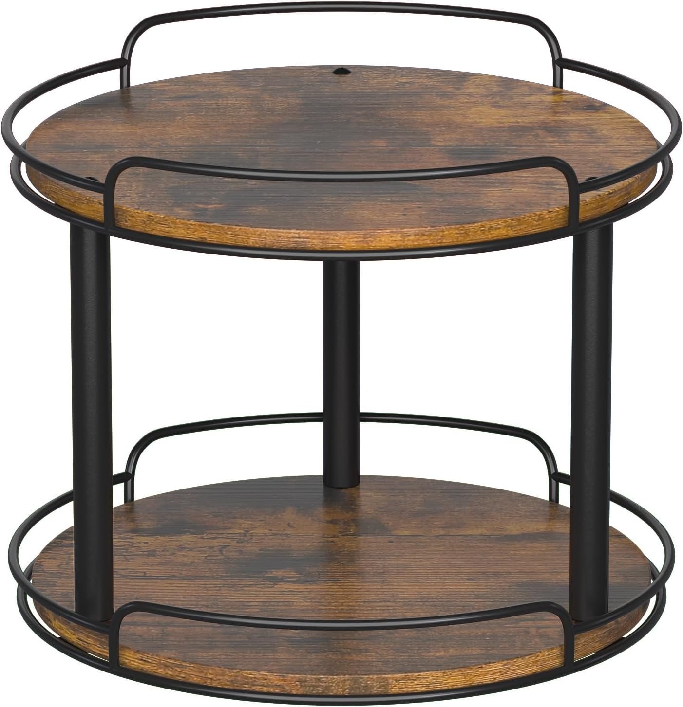 LAMU 12” Wood Lazy Susan Turntable Organizer for Cabinet, 2 Tier Lazy Susan Spice Rack Organizer for Kitchen, Table Top, Countertop, Pantry, Bathroom