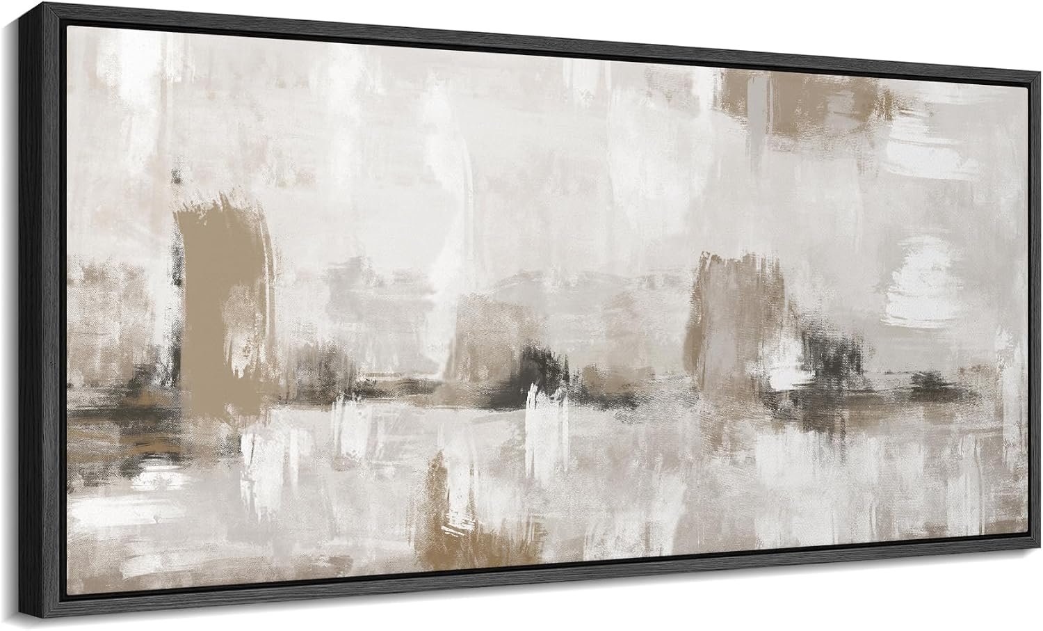 SIGNFORD Extra Large Framed Canvas Neutral Abstract Landscape in Earthy Tones Illustrations Modern Art Calm Warm for Living Room, Bedroom, Office – 60″x30″