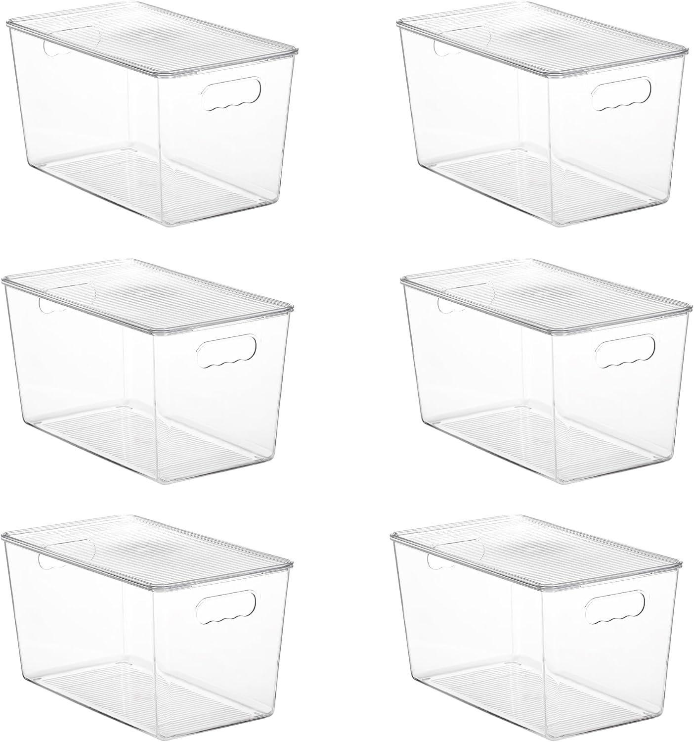 Vtopmart 6 Pack Clear Stackable Storage Bins with Lids, XLarge | BPA-free Plastic, Organize Vertically, For Pantry Kitchen Fridge Cabinet Closet Bathroom, Built to Last, Easy to Move