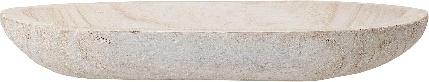 Bloomingville Hand-Carved Paulownia Wood Bowl with Whitewashed Finish