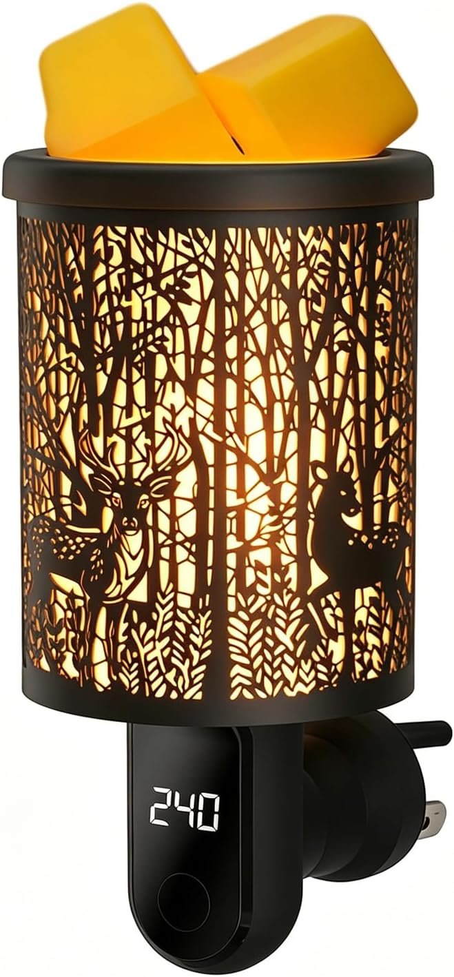 Wax Melt Warmer Plug in with Timer and Digital Display（Black） | Wall-mounted Wax Warmer with Removable Wax Tray; Electric Wax Melt Warmer/Aroma Diffuser/Night Light, Suitable for the Home