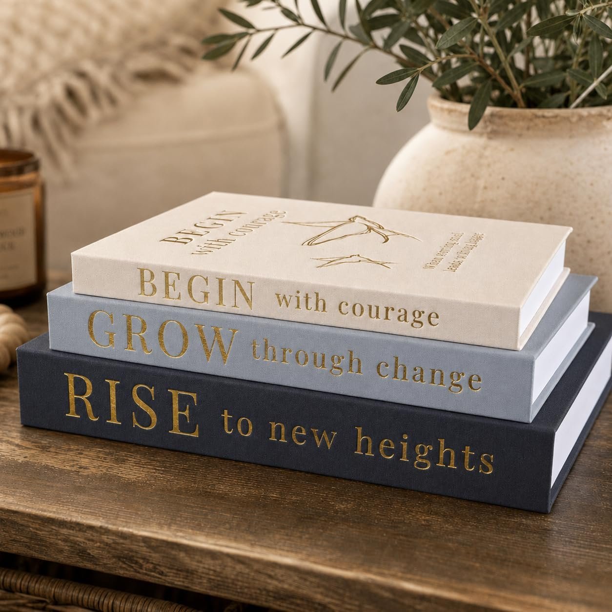 Decorative Books for Home Decor | Elevate your Bookshelf Decor with Coffee Table Books (Fake Books Set of 3) | Faux Books for Decoration | Hollow Book Box with Hidden Storage | Decorative Storage Box