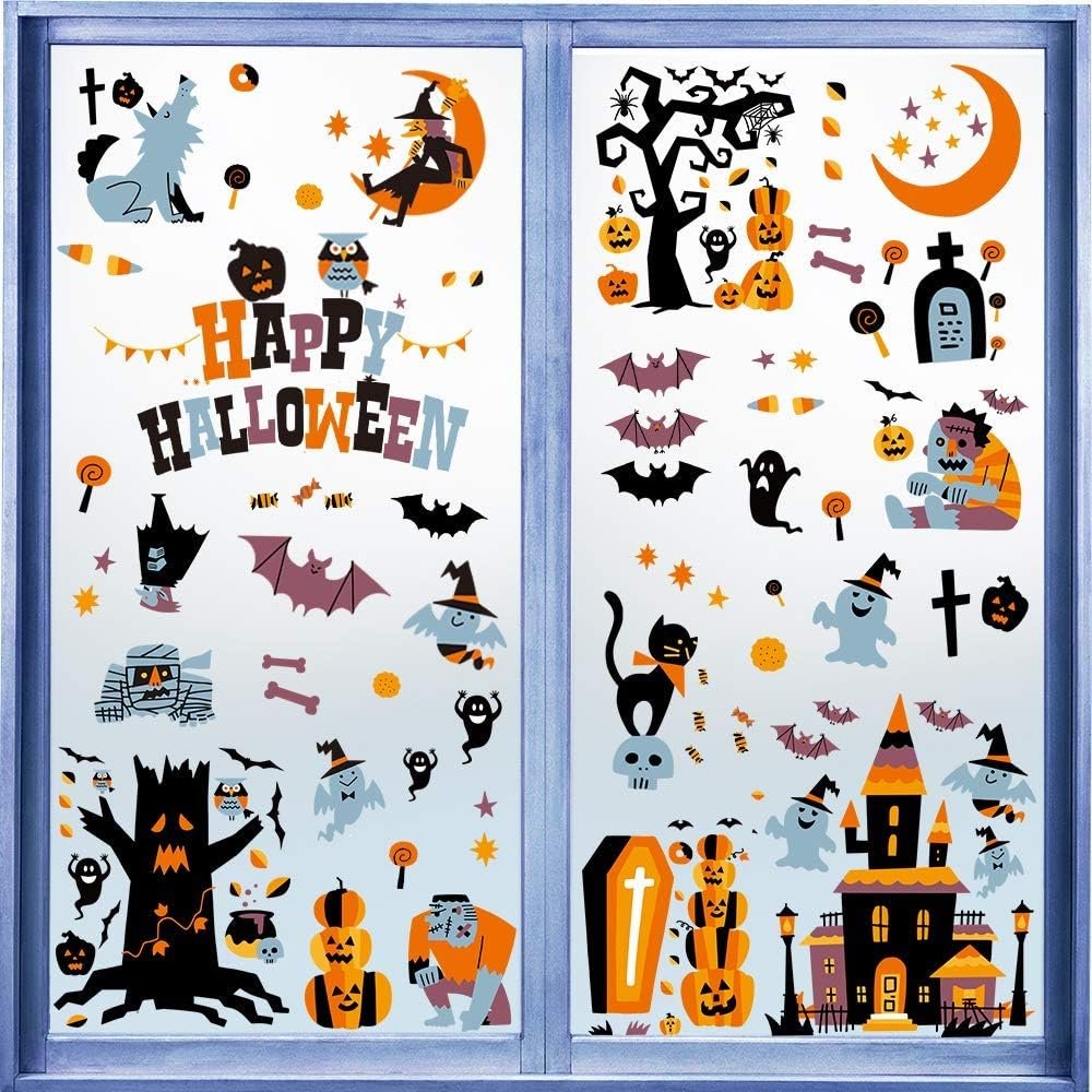CCINEE Halloween Window Stickers – 10 Sheets Window Clings Decals for Party Decoration, Indoor & Outdoor Home Decor