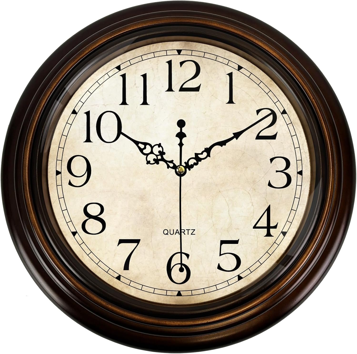 Vintage Wall Analog Clock 13 Inch Quartz | Silent Non-Ticking, Battery Operated, Rustic Round Decorative Clock, Bedroom, Living Room, Kitchen, Home, Office, Classroom